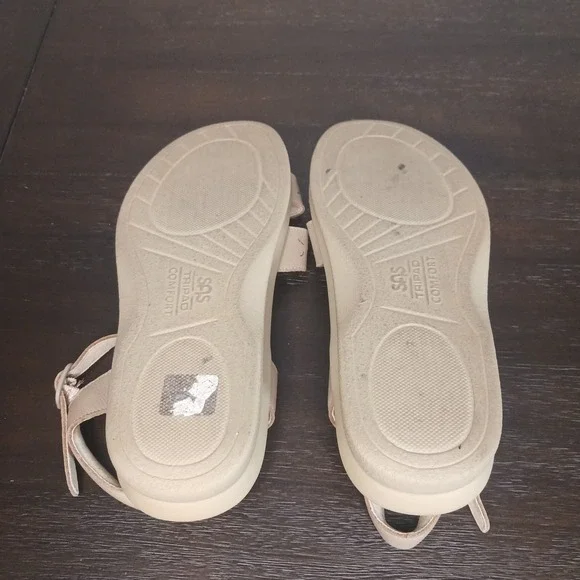SAS Duo Quarter Strap Sandals Womens 6.5 Beige Comfort Leather Walking Shoes USA - Picture 4 of 8